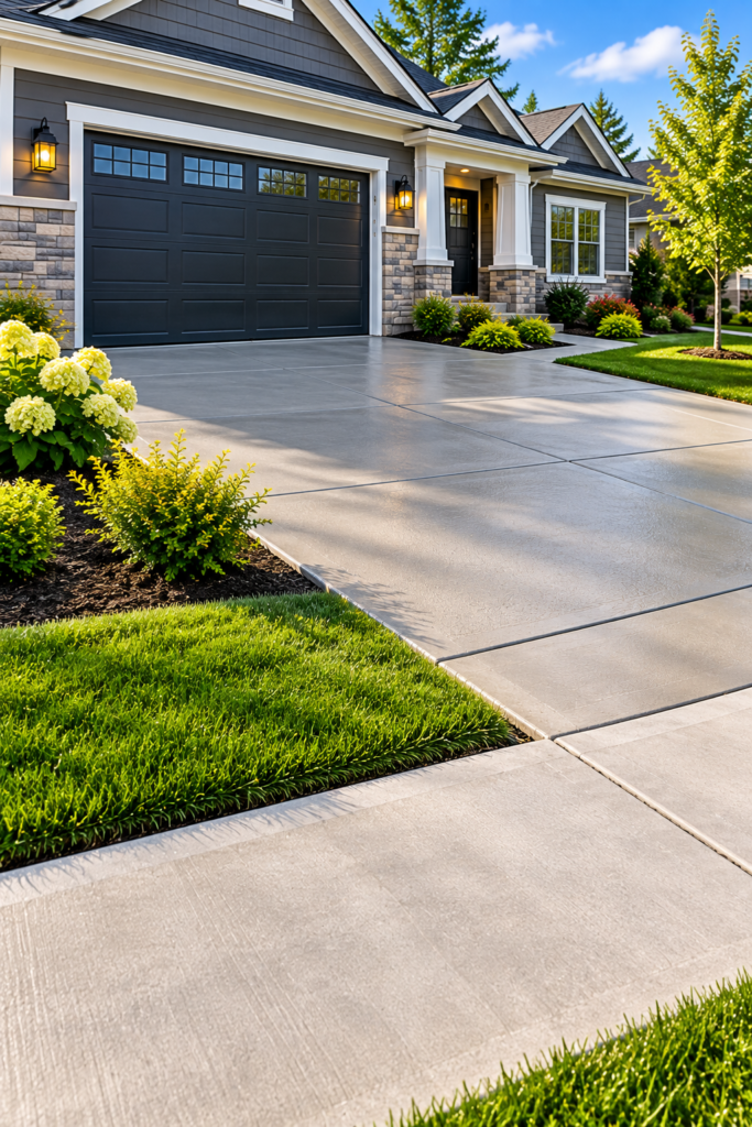 Concrete driveway and sidewalk panels, the kind of slabs checked for uneven or sunken sections